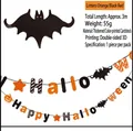Ghirlanda Happy Halloween con stelle arancioni e pipistrelli neri, lunghezza 3 metri - Striscione con Lettere Arancione Nero Rosso