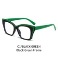 Cat eye glasses frame in black and bright green TR90 material with blue light blocking - Black Green Frame