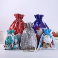 Weihnachts-Kordelzug-Geschenkbeutel in verschiedenen Folienfarben mit Festtagsmustern - Gruppe A Fünf Stile / 30 Stück/Packung (6 pro Stil)