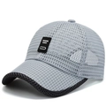 Grey breathable mesh baseball cap with black Tutupai Luck patch and sun protection - Black Label / Light Gray