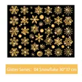 Adesivi per finestre con fiocchi di neve dorati glitterati, 52 pezzi su foglio da 30x37cm - Serie Glitter: Fiocco di Neve Dorato Stile 04