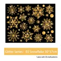 Dettaglio adesivi per finestre a fiocco di neve glitterati oro, 30 pezzi su foglio 30x37cm - Serie Glitter: Fiocco di Neve Dorato Stile 03