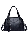 Bolso tote de cuero sintético negro con acolchado en V y correa desmontable - Azul oscuro