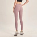 Pantaloni da yoga a vita alta in rosa cipria con tasca posteriore con zip nascosta - S / Rosa