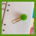 Cute fruit carrot paper clip with a green pom-pom on a golden metal wire for office - 5# Green Pom-pom
