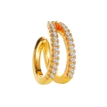 Ear cuff a doppia fila dorata a forma di C con zirconi bianchi su sfondo neutro pulito - Oro