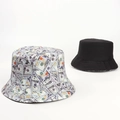 Reversible bucket hat with dollar print and solid black options for sun protection - M(56-58cm) / Multicolor (Full Dollar Print)