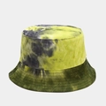 Detailed texture of tie-dye corduroy bucket hat in yellow and dark green tones - M (56-58cm) / Fine Stripe Yellow Tie-Dye