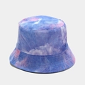 Macro shot of tie-dye corduroy bucket hat texture in vibrant blue and pink tones - M (56-58cm) / Fine Stripe Light Blue Tie-Dye