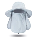 Light gray quick-dry outdoor sun hat with detachable face mask and neck protection cover - Light Gray