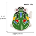 Classic tin frog enamel brooch in green with detailed 2.8cm x 2.5cm dimensions - Colorful Geometric Frog