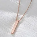 Elegant rose gold rectangle bar pendant necklace with sleek box chain for women - Box Chain 50CM / Rose Gold