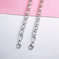 Silver metal chain with integrated white faux pearls and lobster clasps for bags - 8mm Pearl Chain (Silver) Small Clasp / 120cm