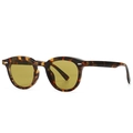 Retro tortoise shell narrow frame sunglasses with yellow lenses and silver rivets - Leopard Frame Khaki Lens (C2)