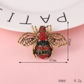 Vintage gold bee alloy brooch with red and green rhinestones, size 47mm x 32mm - D961 Vintage Bee
