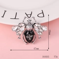 Silver bee charm accessory with sparkling rhinestones and black enamel belly detail - D1035 Large Bee