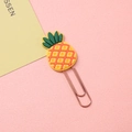 Cute pineapple paper clip with yellow silicone charm and rose gold metal bookmark - Pineapple