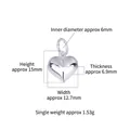 Ciondolo a cuore in argento sterling S925 con dimensioni 15x12,7mm e peso 1,53g - Argento-Medio