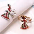 Exquisite gold and silver angel napkin rings with colorful rhinestones for Christmas dining - Angel