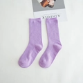 Vibrant purple cotton crew socks with ribbed texture for women in dopamine colors - Lavender