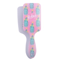 Pink square air cushion hairbrush with cactus pattern and Relax print design - Relax