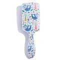 Cartoon air cushion hairbrush with blue sloth and pink flamingo patterns on white handle - Monkey
