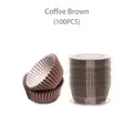 Brown greaseproof cupcake liners in a 100-pack plastic tube for baking and chocolate - Coffee