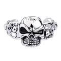 Retro punk skull cuff bracelet in vintage silver stainless steel for men's fashion - Silver Skull Style (KB36414-D)