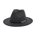 Chapeau fedora en feutre noir classique avec boucle en U dorée et ruban élégant - M (56-58cm) / Gris clair