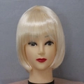 Short blonde bob wig with bangs for kids and students, synthetic hair on mannequin - Light gold