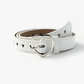 White leather belt for women featuring a heart metal buckle and镂空 hollow heart patterns - White / Length 110 Width 2.3
