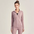 Women's lavender slim-fit zip jacket with thumbholes and laser-cut breathable holes - S / Light Pink