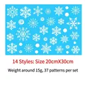 Blue snowflake window clings 20x30cm, 37 pieces of static decals for Christmas glass decor - Model 14 Delicate Snowflakes