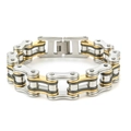 Details des zweifarbigen Fahrradketten-Armbands aus robustem 316L Edelstahl in Gold-Silber - Zweifarbig Schwarz Gold