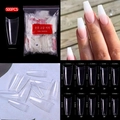 French T-shape clear nail tips 500pcs set with size chart and natural finish - Transparent Style (500Pcs Pack) / T-Shape French Half Cover Transparent