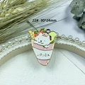 Katzen-Eiswaffel Emaille Anhänger mit UPICK Text und Erdbeeren, 30x24mm Größe - 22# Großes Eis