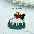 DIY Zinklegierung Emaille Anhänger in Dessertform mit Herz, Größe 19x18mm - 23# Pudding