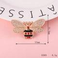 Golden bee accessory with red and clear rhinestones and black enamel details - D369 Rhinestone Big Bee