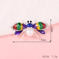 Detailed size view of enamel bee brooch with pearl and rhinestones 44mm x 23mm - D1234 Bee