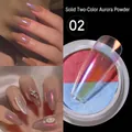 Two-tone aurora solid mirror nail powder 02 pink and blue iridescent mermaid effect - Solid Two-Color Aurora Powder-02