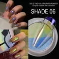 Poudre à ongles aurore solide bicolore 06 avec reflets bleu-violet et jaune-vert - Poudre Aurora Solide Bicolore-06