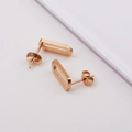 Elegantes pendientes geométricos rectangulares huecos en acero inoxidable oro rosa - Oro rosa