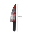 Halloween Prop Messer mit Blutflecken, silberne Klinge und schwarzer Griff, 40cm lang - Spitzes Messer