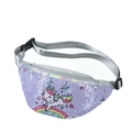 Cute purple sequin unicorn fanny pack for girls with adjustable strap and rainbow motif - Purple With Sequins