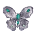 Elegant silver-tone alloy butterfly brooch with green crystals and sparkling rhinestones - Green Crystal Butterfly