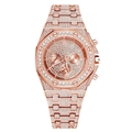 Men's rose gold luxury watch with octagonal diamond-set bezel and iced-out bracelet - Rose Gold