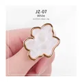 White shell-inspired nail art palette ring with gold rim, size 38.5x25mm - White Cloud-shaped