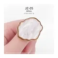 JZ-05 White marble nail art palette ring with irregular gold rim 34x30mm - White Lace-shaped