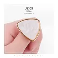 White marble-textured triangle nail palette with gold edges for professional manicures - White Triangle