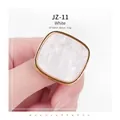 White marble pattern square nail art palette ring with gold metal edge 30x30mm - White Square